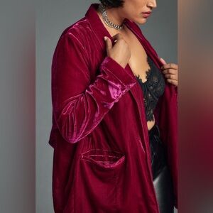 Anthropologie ett:twa Gallery Velvet Blazer Jacket Size 6 petite nwt preppy
